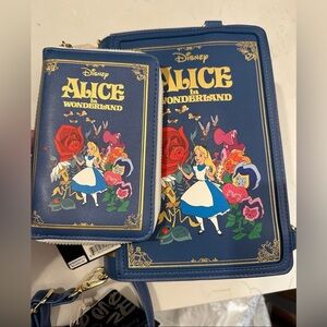 SOLD - Alice in wonderland Loungefly book purse and wallet